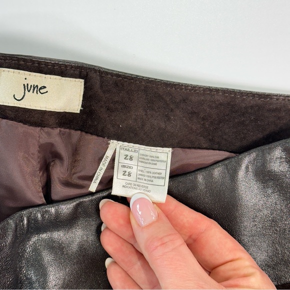 June Y2K Suede Leather Pants Brown Mixed Media Size 28 - Picture 10 of 14